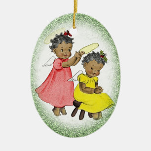 Enfeites de natal Vintage African American Girl