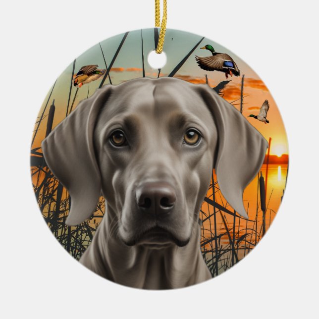 Enfeites de natal Weimaraner, Caça a Patos (Frente)