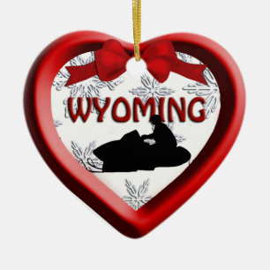 Enfeites de natal Wyoming Snowmobile Heart