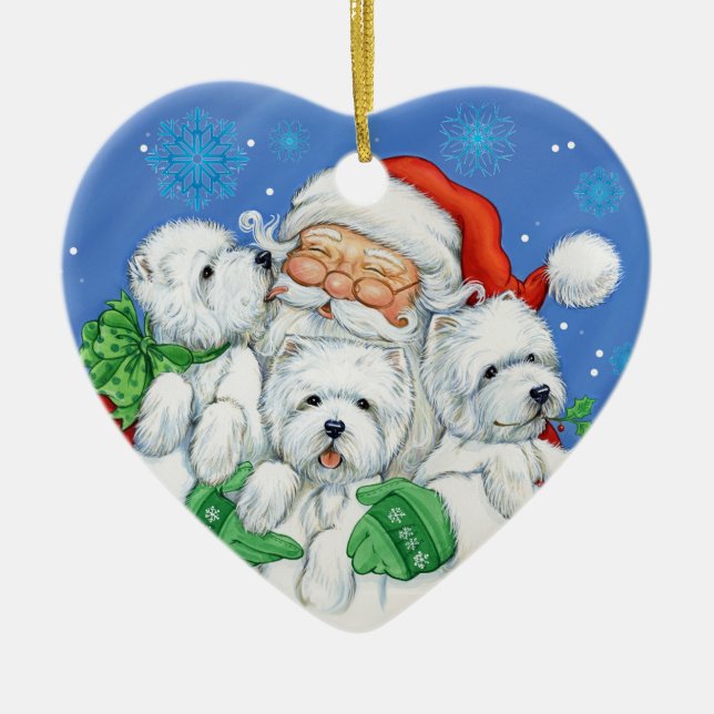 Enfeites de natal "XOXO" de Westie por Borgo (Frente)