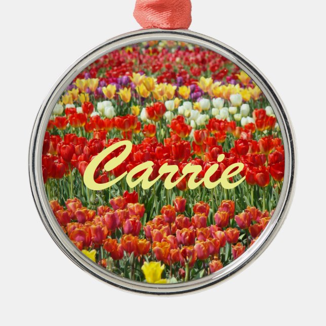 Enfeites de Nome personalizados Flores de Tulipa (Frente)