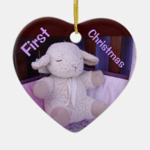 Enfeites de Primeiro Natal do Bebê Cordeiro Estofa