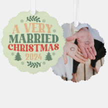 enfeites de recém-casados retrô primeiro Natal cas