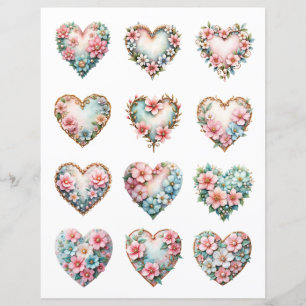 Enfeites de Scrapbook em Forma de Coração Elegante