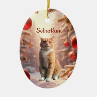 Enfeites Oval Personalizado Pet Fundo de Neve