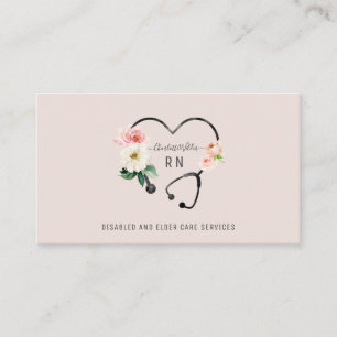 Enfermeira Cartão de visita de estetoscópio floral