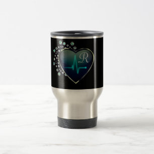 Enfermeira EKG caneca de viagem e joia