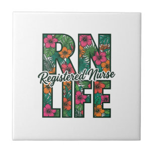 Enfermeira Registrada RN Vida Floral Desenho Vetor