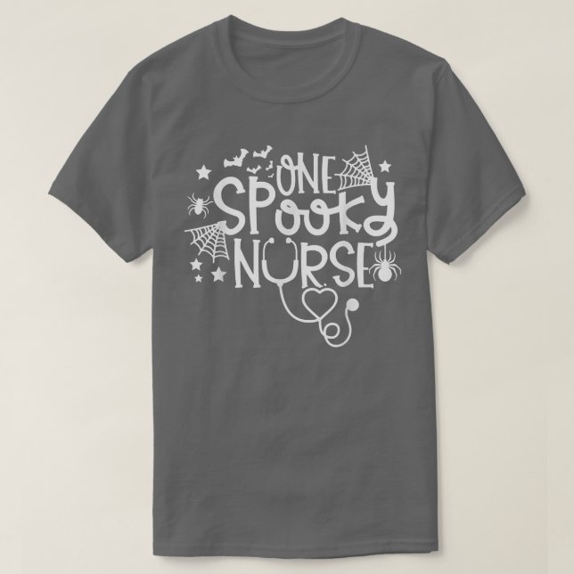 Enfermeira Spooky Camisa Engraçada Stethoscope Hal (Frente do Design)