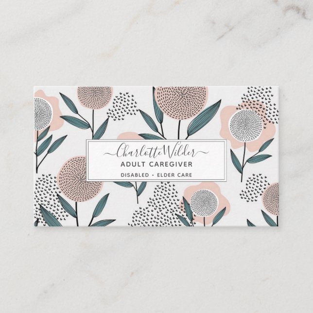 Enfermeiro Cartão Floral Desenhado À Mão (Frente)