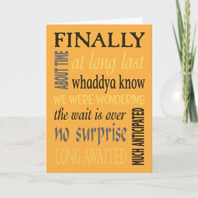 Enfim, um cartão de casamento engraçado. (Frente)