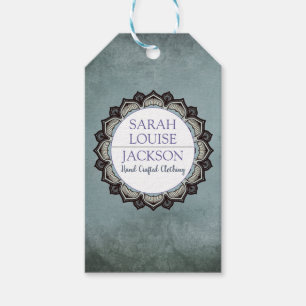 Enfumaçado Azul Monograma Etiqueta de Vestuário Fe