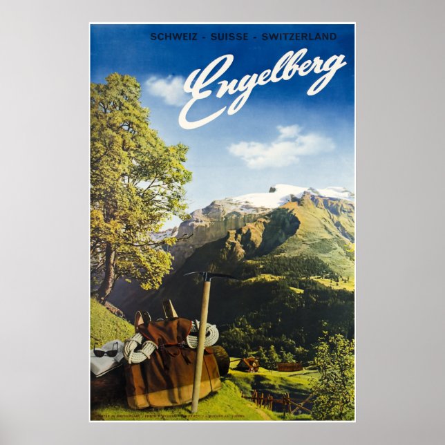 Engelberg, Suiça, Poster de Esqui (Frente)