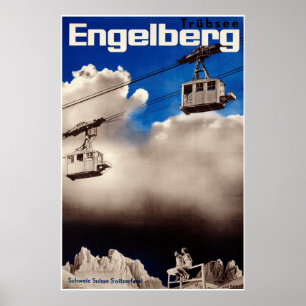 Engelberg, suiça, poster do esqui