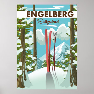 Engelberg Suiça ski poster