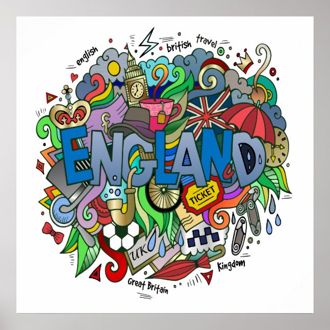 England Art Illustration Poster (Frente)
