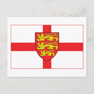 England Flag com casaco de armas Cartão postal