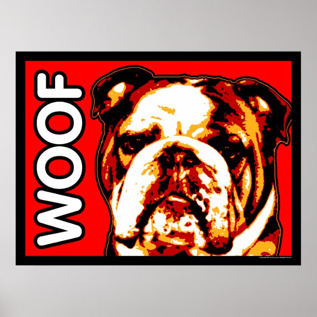 English Bulldog WOOF Poster (Frente)
