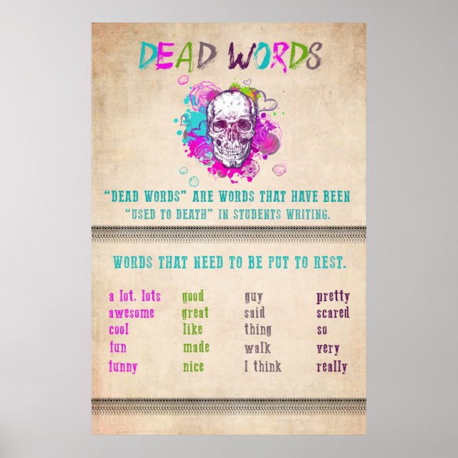 English Classroom DEAD WORDS Poster (Frente)