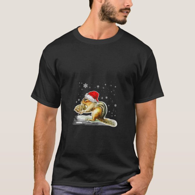 Engraçada Camisa De Natal Santa Hat Rodent Lo (Frente)