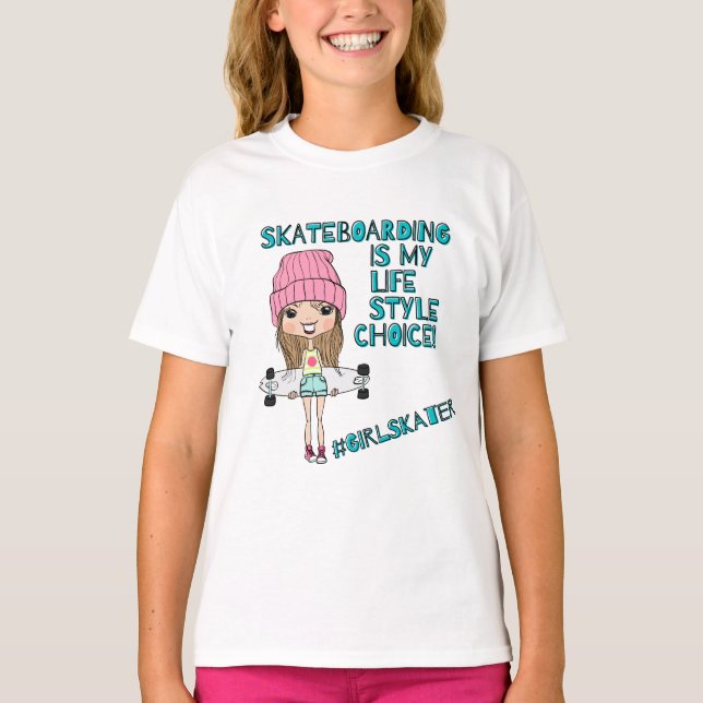 Engraçada Camiseta de Skater Rapariga / Skateboard (Frente)