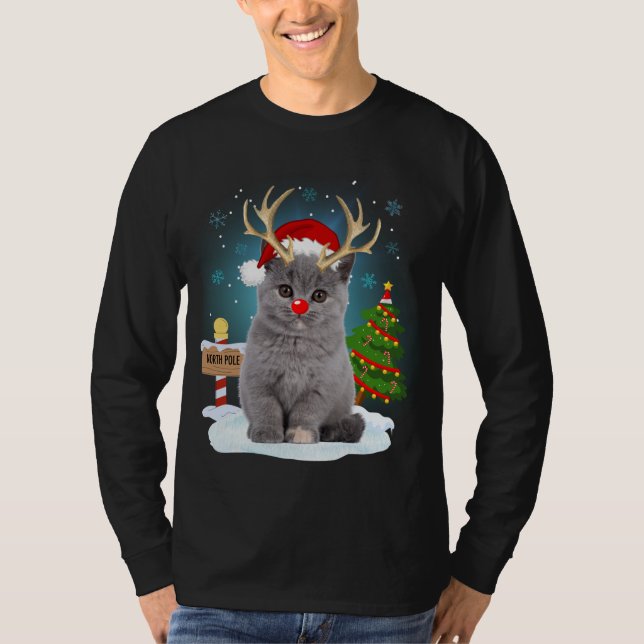 Engraçadinho Furioso Gato-Suéter-Reindeer Polo Nor (Frente)