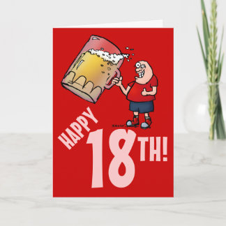 Engraçado 18º Cartão de Aniversário com Cartoon de