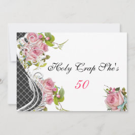 Engraçado 50º Convite de Aniversário, Rosas Rosa V