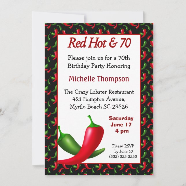 Engraçado 70 de Convite de Aniversário (Frente)