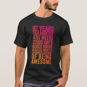 Engraçado 92º Aniversário Camisa Velho Metro Engra