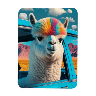 Engraçado Alpaca em um ímã flexível de arte