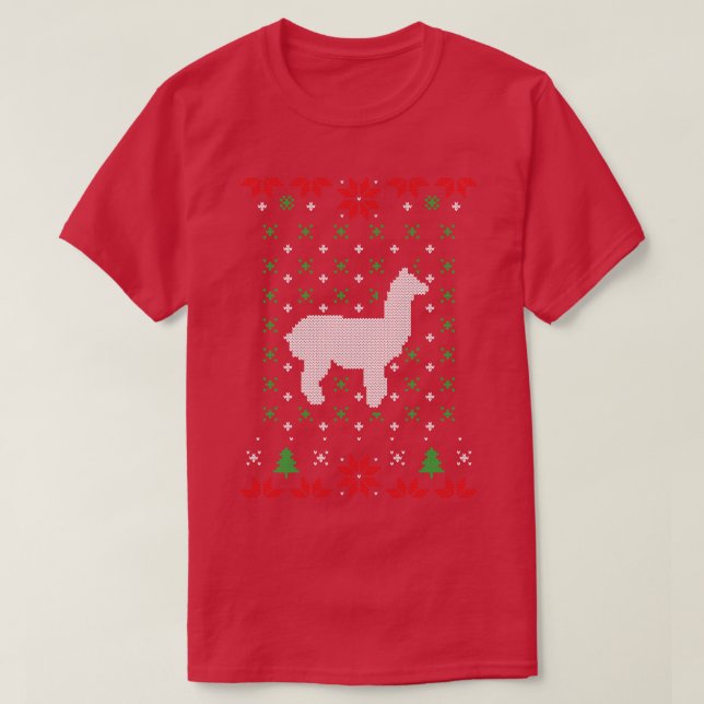Engraçado Alpaca Lhamas Suéter de Natal Feio (Frente do Design)
