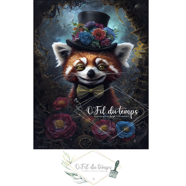 Engraçado Animal com papel de Decoupage do Chapéu. (Criador carregado)