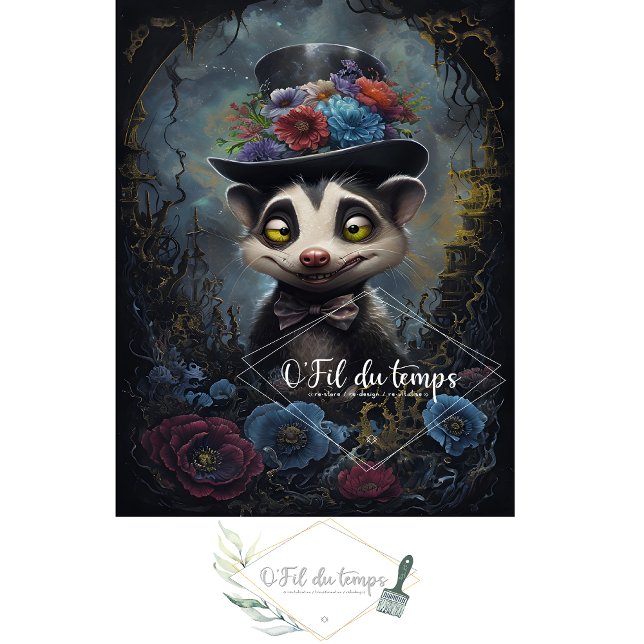 Engraçado Animal com papel de Decoupage do Chapéu. (Criador carregado)