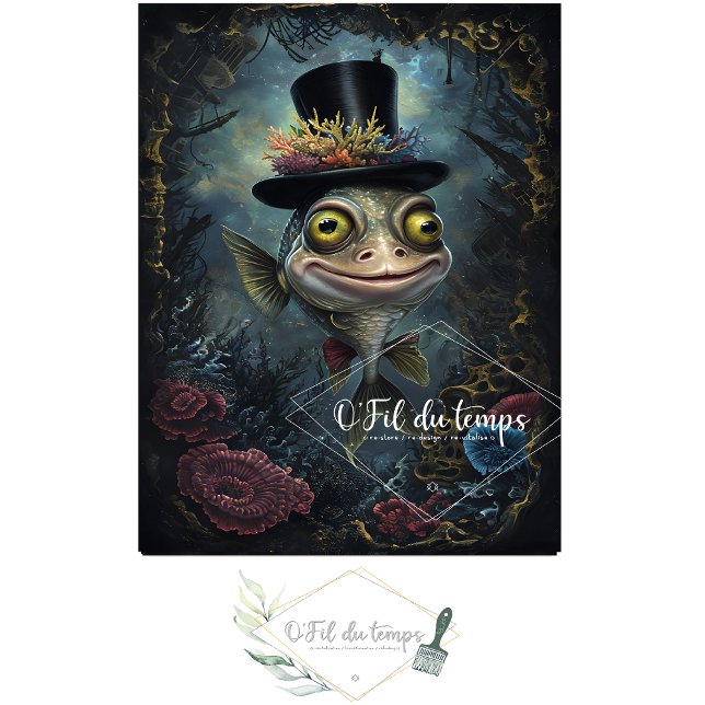 Engraçado Animal com papel de Decoupage do Chapéu. (Criador carregado)