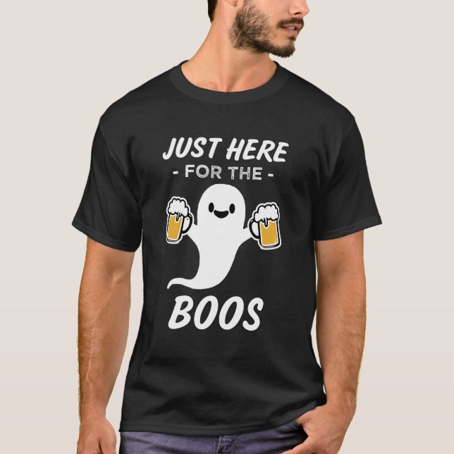 Engraçado, aqui pela camisa do Boos mens Halloween (Frente)