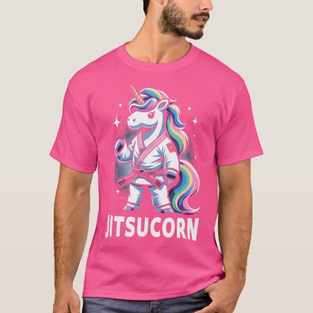 Engraçado Autodefesa Bjj Camisa Cute Unicorn Jiu J (Frente)