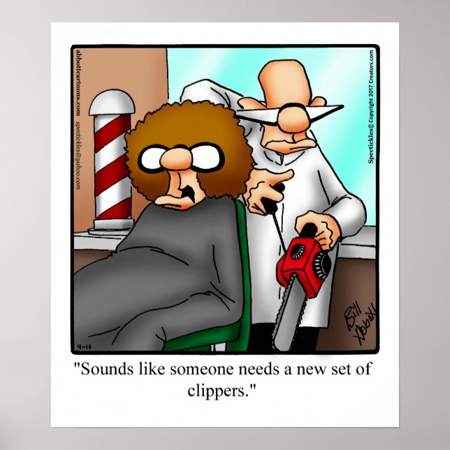 Engraçado Barbershop Humor Poster (Frente)