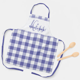 Engraçado Beija A Cozinha Gingham Check Periwinkle