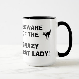 Engraçado Beware da senhora louca Caneca do gato