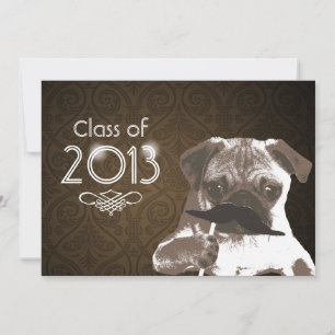 Engraçado bigode Pug 2013 Convite para Festa de f