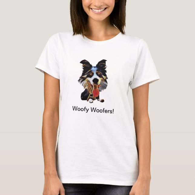 Engraçado Borda Collie Camisa de Mulher (Frente)