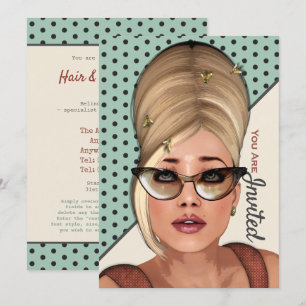 Engraçado Cabelo Retro E Convite De Evento De Bel