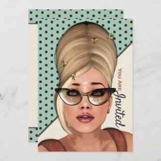 Engraçado Cabelo Retro E Convite De Evento De Bele