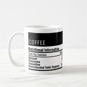 Engraçado café Informações nutricionais caneca