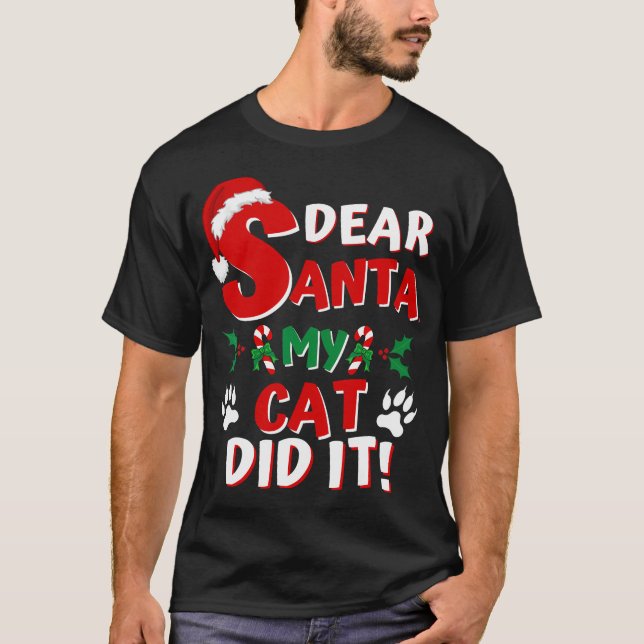 Engraçado Camisa De Natal De Gato Caros Papais noe (Frente)