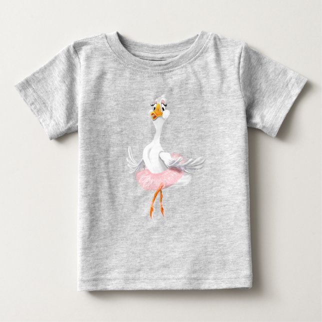 Engraçado Camiseta Bebê com Pato Ballerina (Frente)