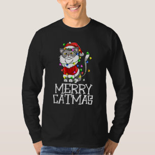 Engraçado Camiseta de Natal Feliz Gato de Natal