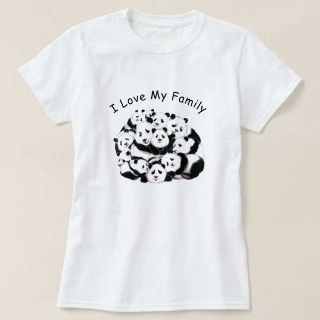 Engraçado Camiseta Panda com Texto Eu Amo Minha Fa (Frente do Design)