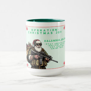 Engraçado caneca de Natal/Papai noel militar